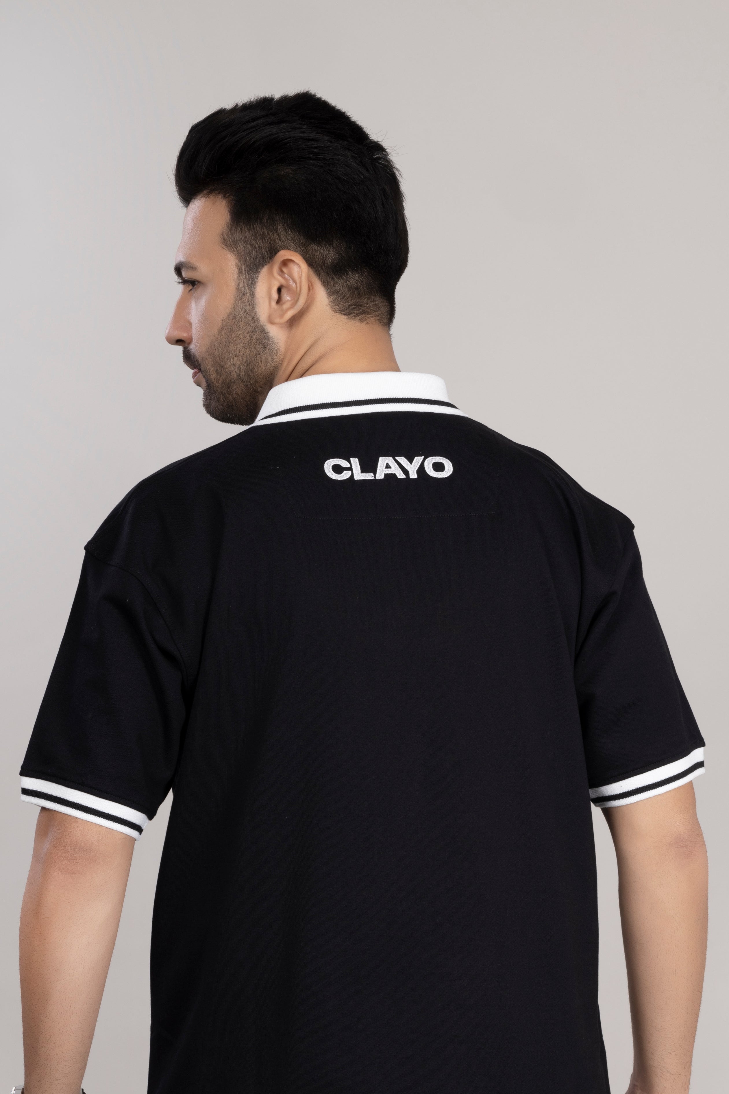 BLACK OVERSIZE POLO