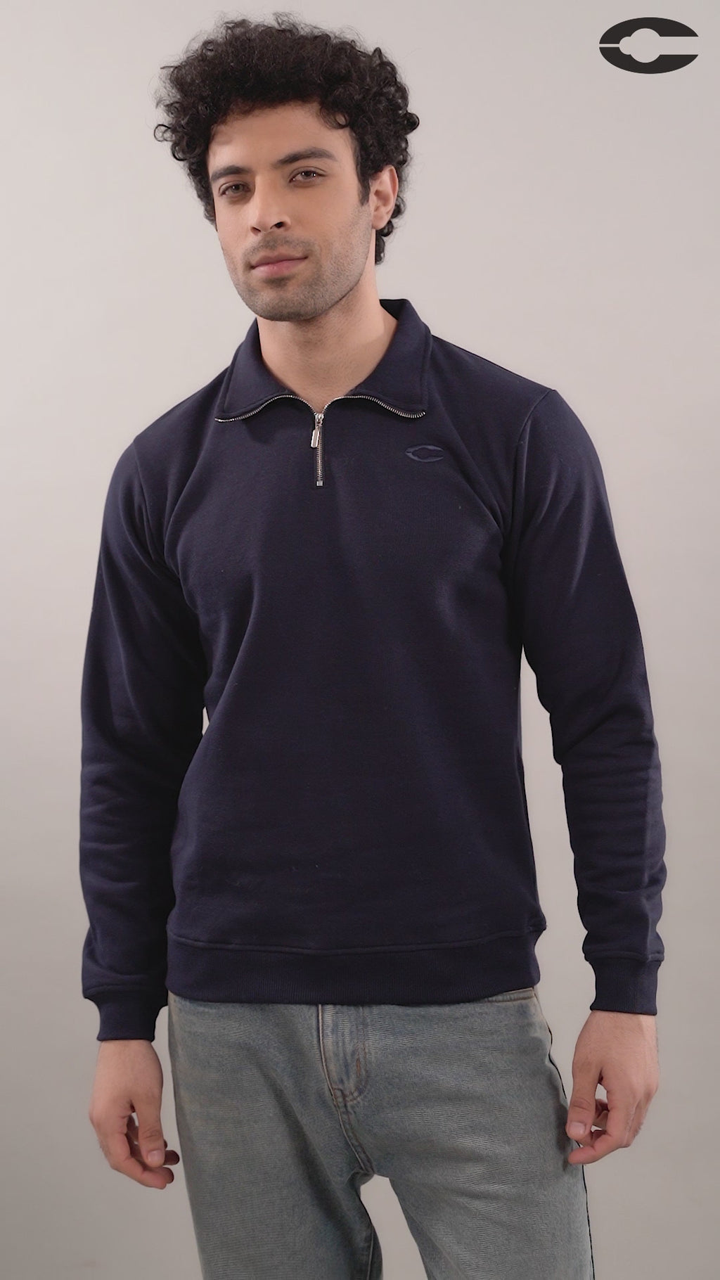 NAVY QUARTER ZIP
