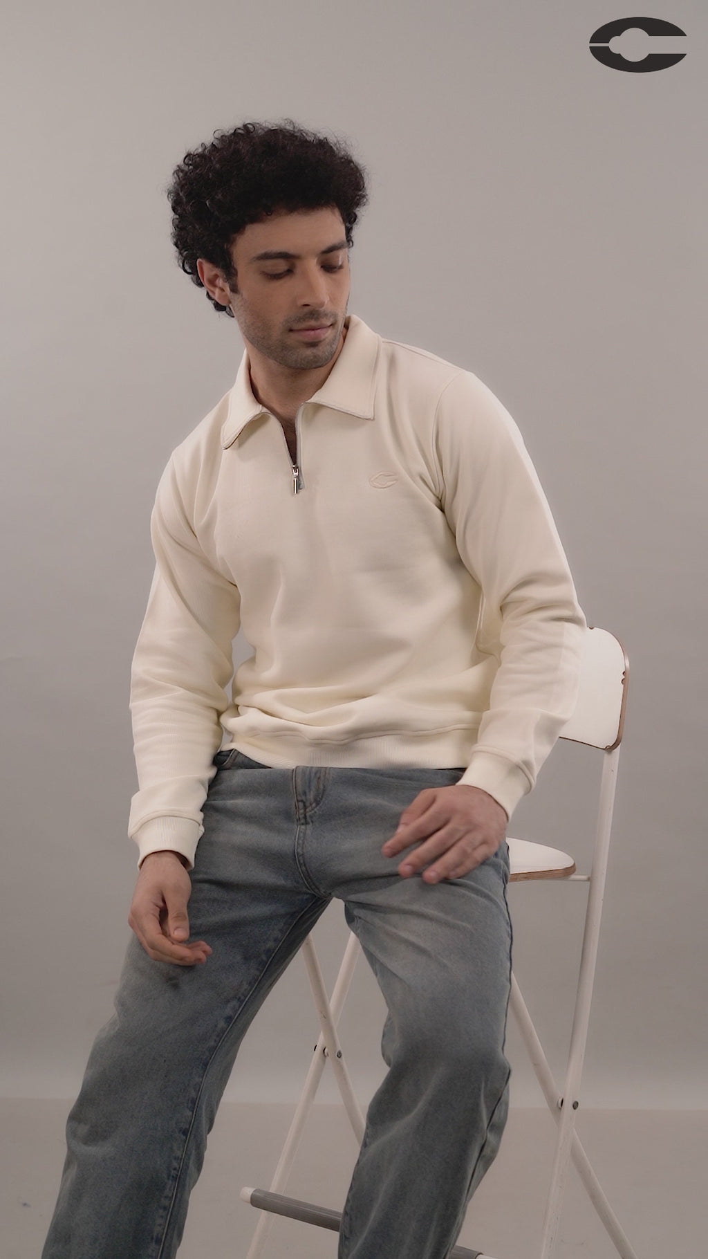 BONE WHITE QUARTER ZIP